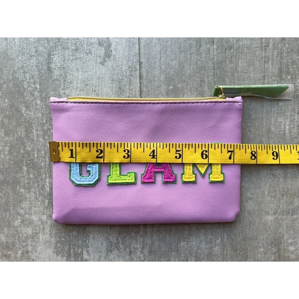 GLAM Vegan Leather Zip Makeup Bag Travel Pouch Wallet Clutch Organizer NEW Purse